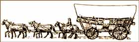 Drawing of a prairie schooner wagon