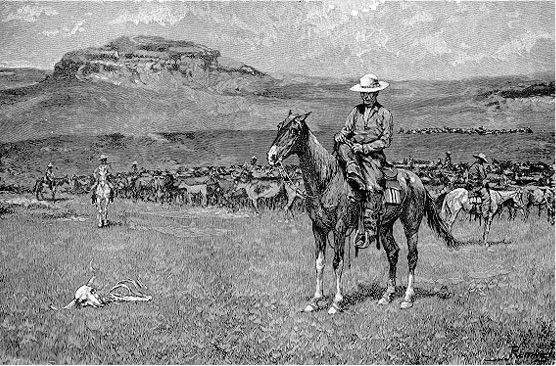 Frederick Remington Illustration of a Cattle Drive
